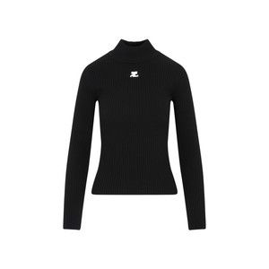 Courrèges Black Roll Neck Ribbed Jumper - NWT